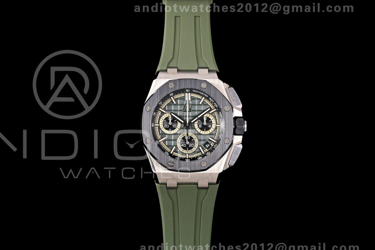 Royal Oak Offshore 26420 Titanium DDF 1:1 Best Edition Green/Black Dial on Green Rubber Strap DD4401 Super Clone